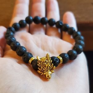 NWOT Gold Wolf Dragon Diffuser Bracelet